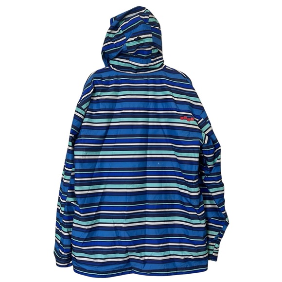 Foursquare blue multi-striped hooded snowboarding jacket size XL. - Picture 3 of 15